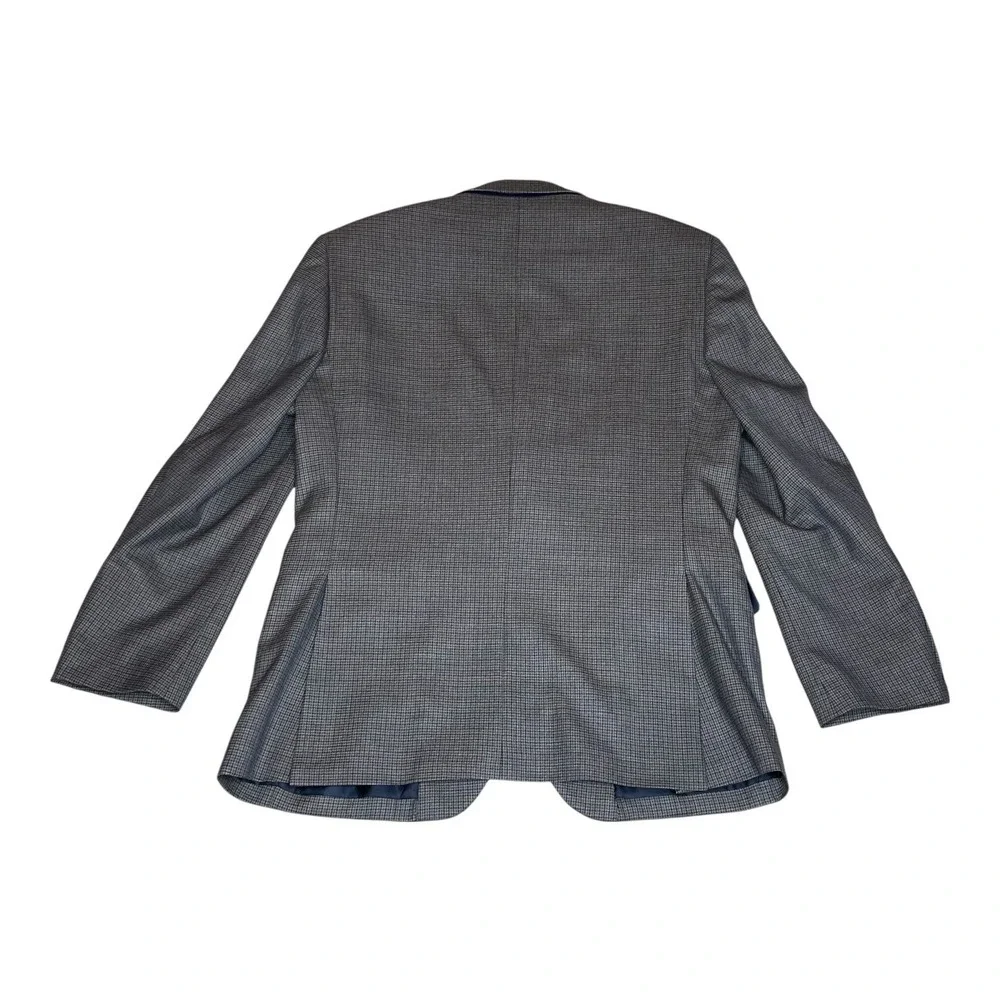 Jos A Bank Executive Blazer Mens 42R Grey‎ 100% Wool Houndstooth Sport Coat 42R